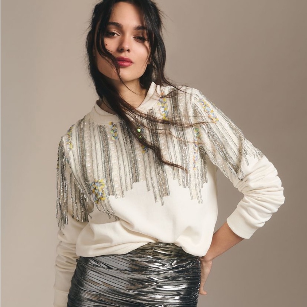 Anthropology Let Me Disco Sequin Sweatshirt - Picture 2 of 12